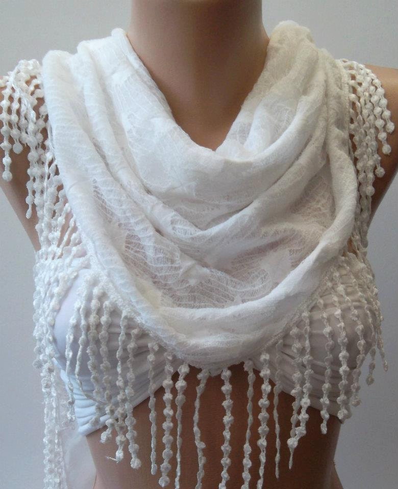 Mothers Day gift Gorgeous Scarf - White - Feminine Elegance Soft Scarf