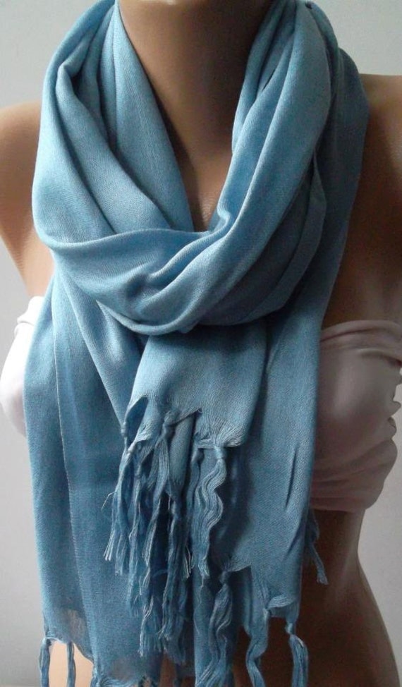 Cotton - Blue - Shawl Scarf