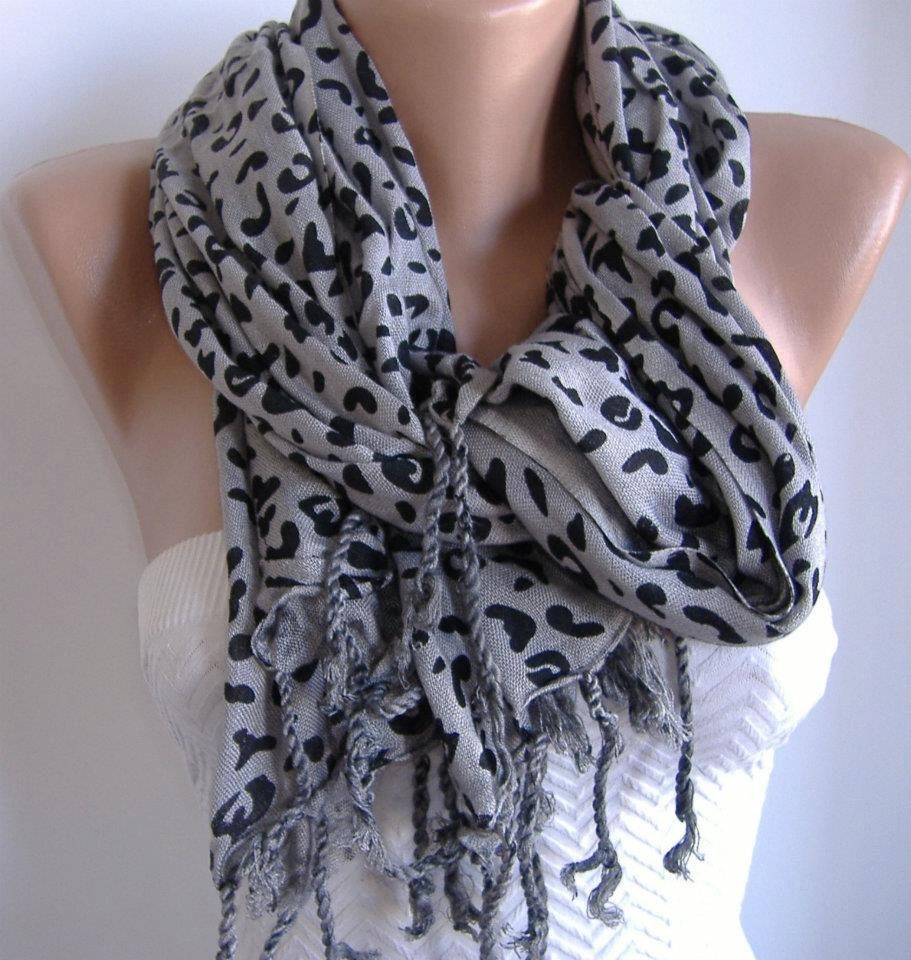 Leopard and Elegance - Cotton Shawl Scarf Headband Bandana Pareo