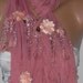 Pink Scarf - Shawl with Lace and Bead
