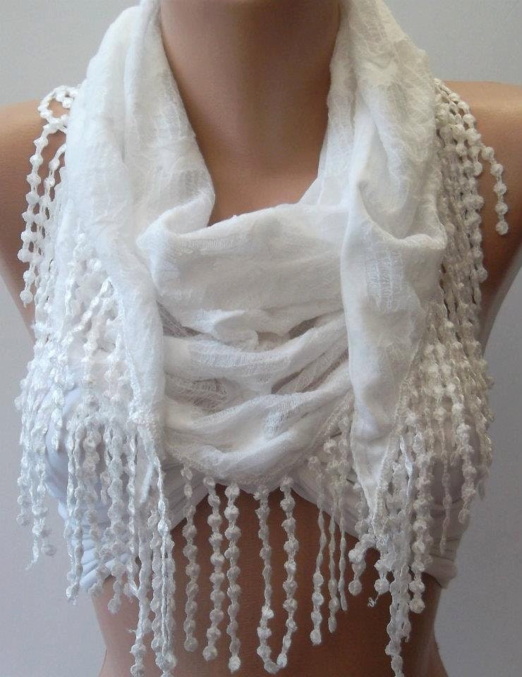 Mothers Day gift Gorgeous Scarf - White - Feminine Elegance Soft Scarf