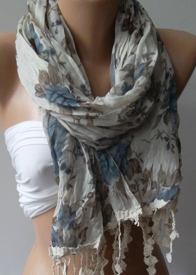 Soft Flowers/ Elegance Shawl / Scarf