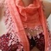 Salmon Pink - Elegance Shawl / Scarf with Lace Edge