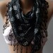 Black - Elegance Shawl / Scarf with Lace Edge