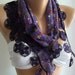 Purple - Elegance Shawl with Lacy Edge