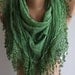 Emerald Green  / Elegance  Shawl / Scarf with Lacy Edge / soft and light