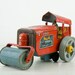 Vintage -Tin toy - Red steam roller - Road roller - Made in Japan