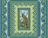 Multi-Sized Persian Mosaic Quilt Pattern using Northcott Peacock Paradise fabric Hard copy, pdf version also listed. Multi size pattern