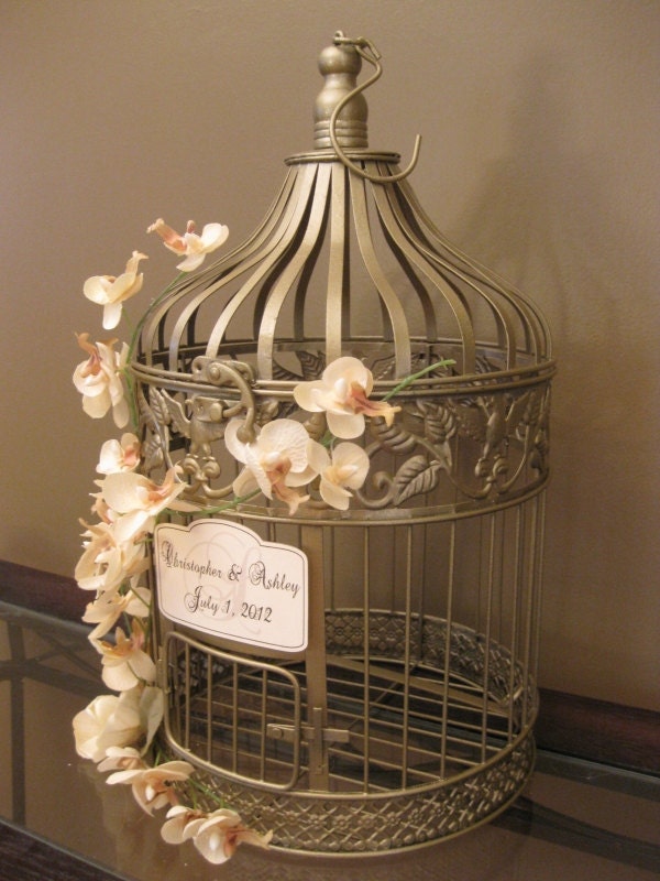 Gold Bird Cage Wedding Card Holder Vintage Style / Wedding Card Holder Birdcage Gold / Wedding Birdcage