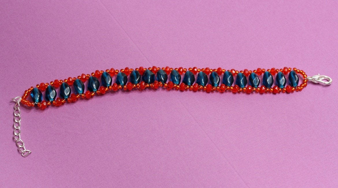 Czech glass beaded bracelet in vivid colors