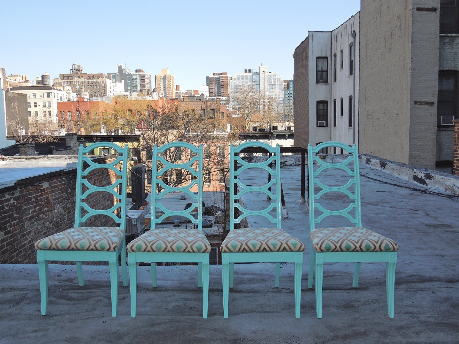 High Gloss Painted Wooden Dining Chairs