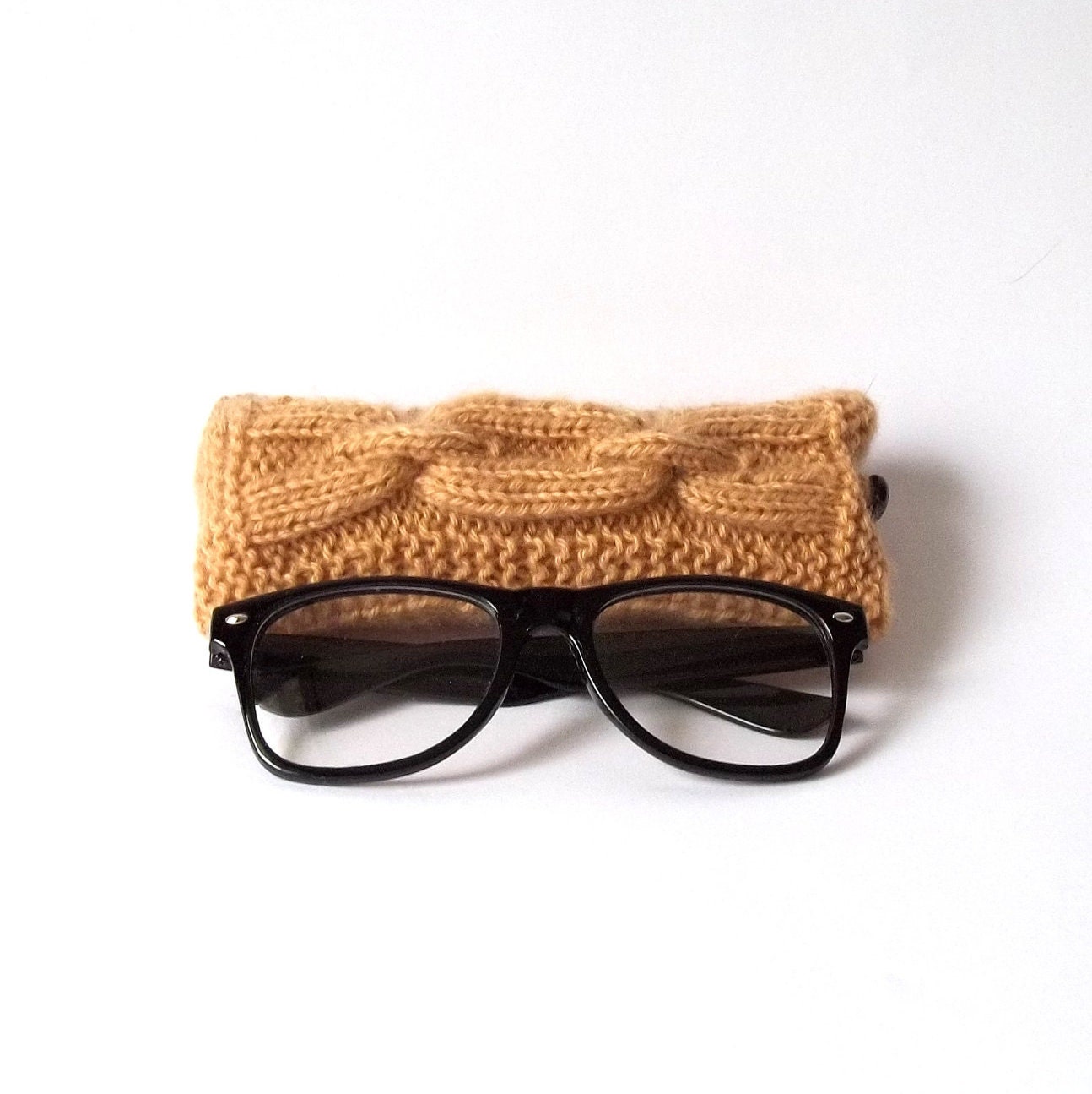 Light Brown Glasses Case, Brown Reading Glasses Cozy, Eyeglasses or Sunglasses Holder.