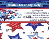 4th of July Invitations Retro Vintage Fourth of July Invitation Invite Party Birthday BBQ swimming