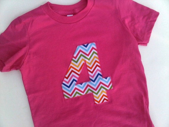 Chevron Pink Blue Green Gold Stripes Pick your fabric Custom Birthday Shirt