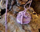 PURPLE DREAM - Purple Ceramic Stone  Aluminum Wire Wrapped Long Chain Simply Elegant Necklace
