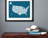 USA Word Map - A typographic word map of the United States
