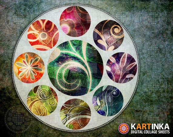 FLORAL BRICKS - 1x1 inch -  Digital Collage Sheet - Printable Download - for pendants magnets