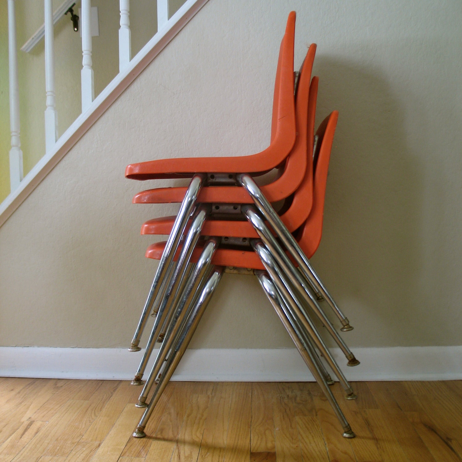 Vintage Orange Virco Set of School Chairs