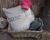 NEW -"Base-Ball" hand painted textured natural cotton pillow cover - 20" x 20"