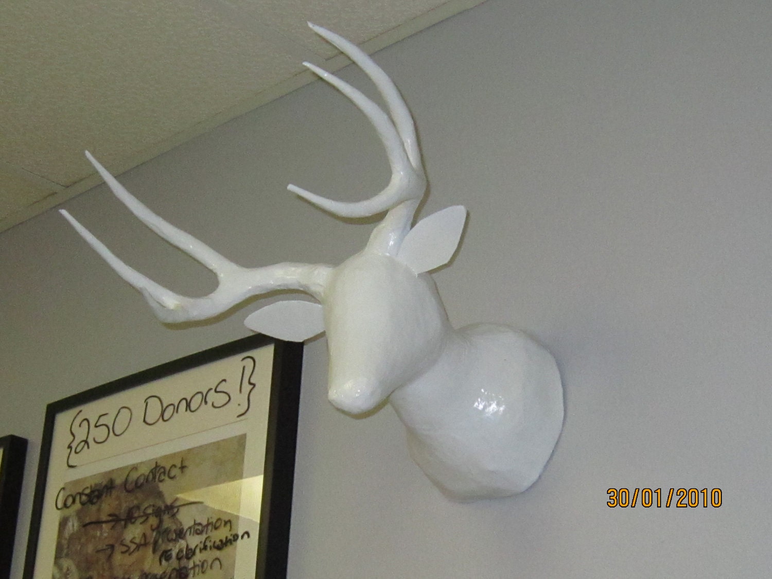 White Faux Taxidermy Deer Head
