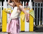 Sale Toddler Girls Babies Summer Skirt  -Red Pink White Seersucker Stripe with English Garden Floral Skirt and Bows