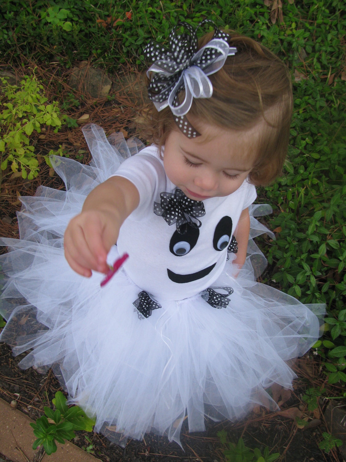 SALE 10% OFF- Toddler Girl Ghost Costume with Tutu and Bow