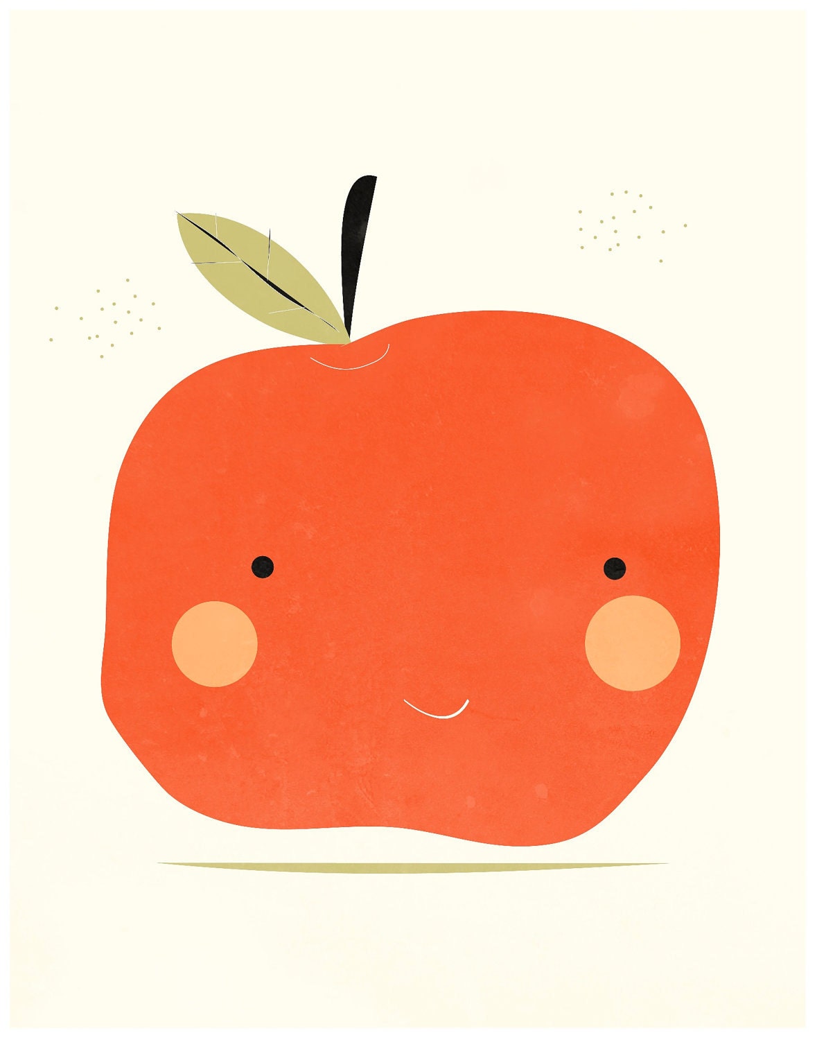 Apple art print illustration - 8x10 - green and red - kitchen nursery art