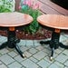 Set of Vintage Oak End Tables with Distressed Black Bases