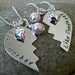 Like Mother Like Daughter Hand Stamped Broken Heart- Custom Mother Daughter Silver Necklace, Stamped Evermore