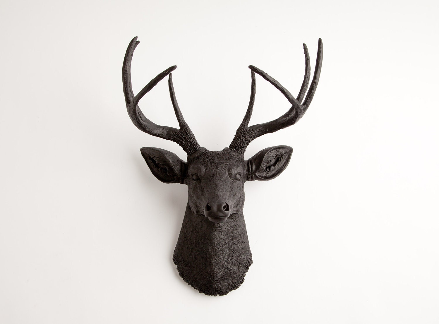 Faux Taxidermy - Faux Deer - The Ignatius - Black Resin Deer Head- Stag Resin Black Faux Taxidermy - Modern Home Decor