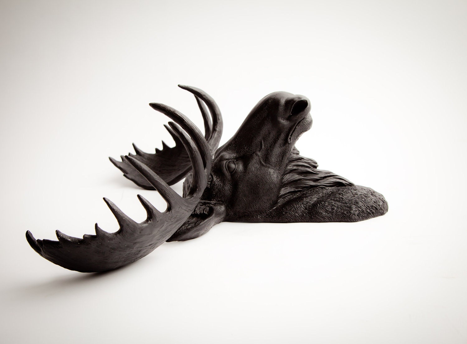 Faux Moose Head - The Leonard - Black Resin Moose Head- Moose Resin Black Faux Taxidermy- Chic & Trendy