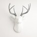 Fake Deer Head - The Helena - White W/ Gray Antlers Resin Deer Head- Stag Resin White Faux Taxidermy