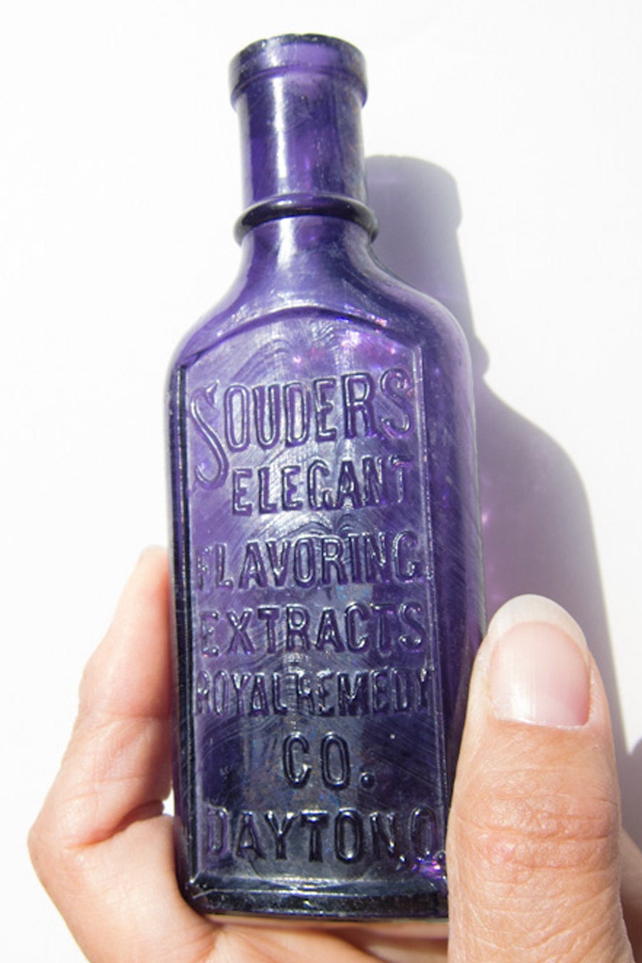 Vintage - Victorian Purple Glass Bottle "Royal Remedy" - MadeInTheFamily