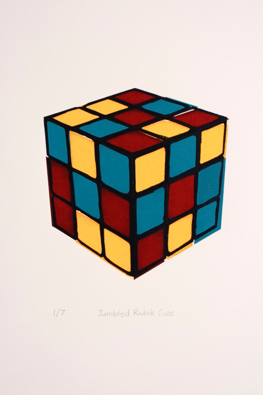 Jumbled Rubik Cube Screenprint