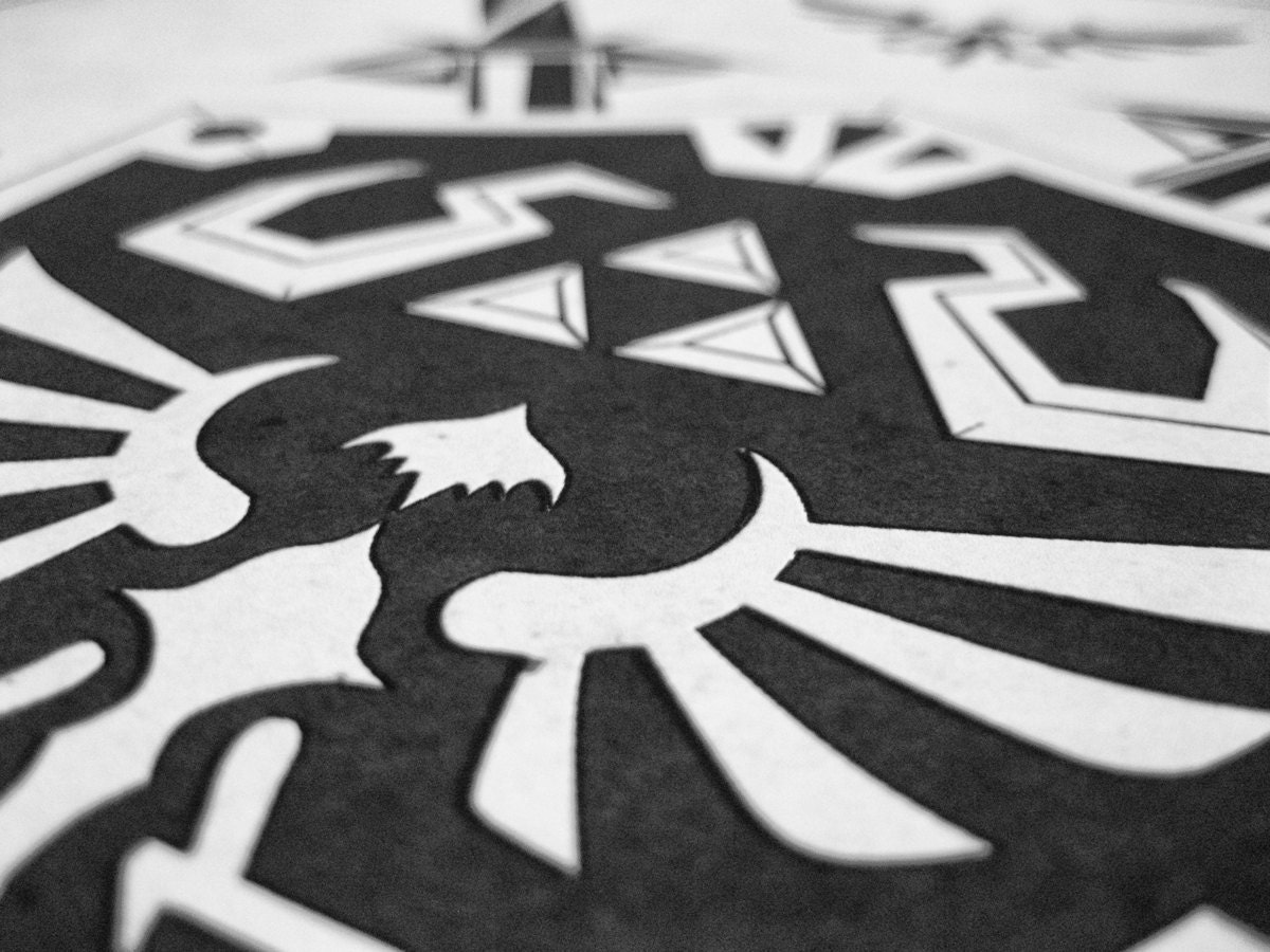 Legend of Zelda Letterpressed Hylian Shield Logo Print - signed museum quality giclée fine art print 16" x 20"