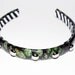 Handcrafted green reptile optic leather studded headband. Only one available. On sale.