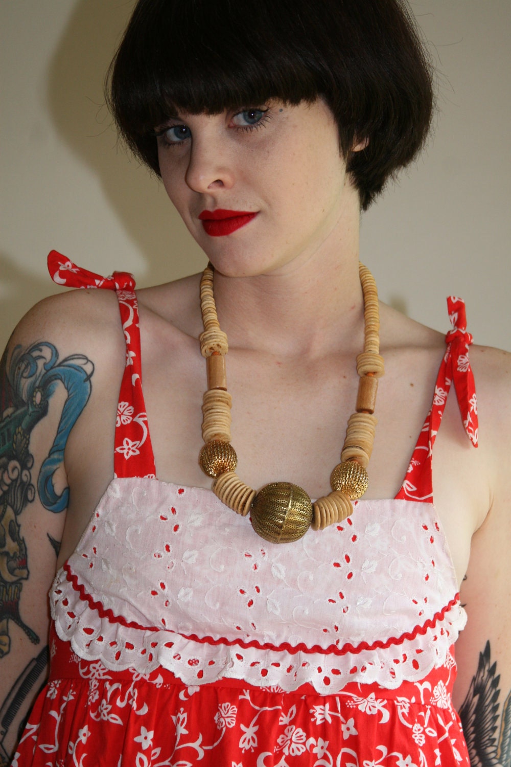 Big Ol Brass and Wood Necklace