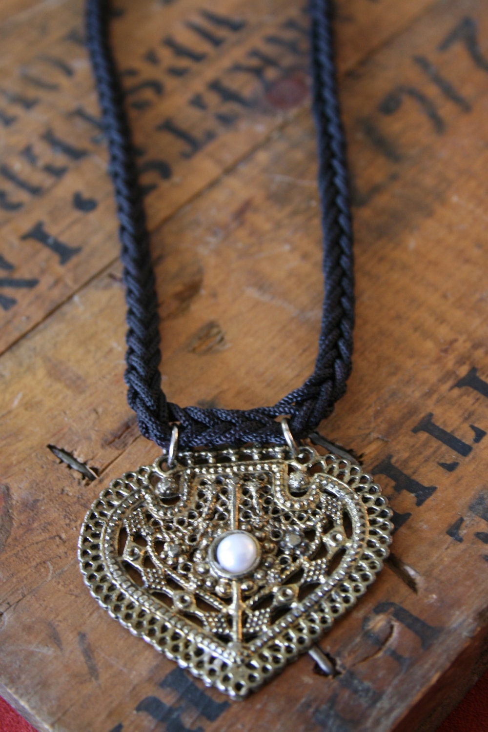 Ornate Heart Shaped Braided Rope Necklace