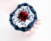 Fourth Of July Tootsies Handmade Baby Barefoot Sandals with Cute Yo-Yo and Matching Embelishments One Pair