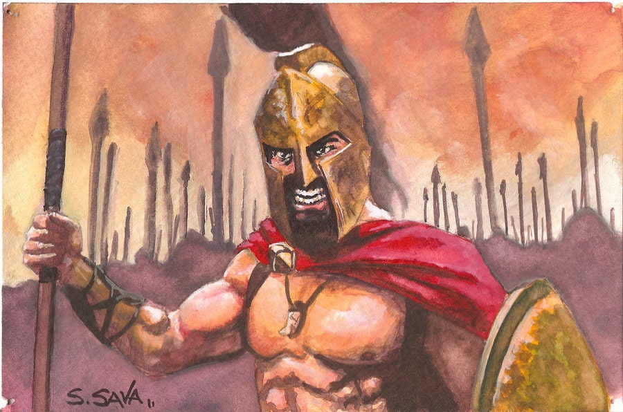 King Leonidas 300 Watercolor Painting...