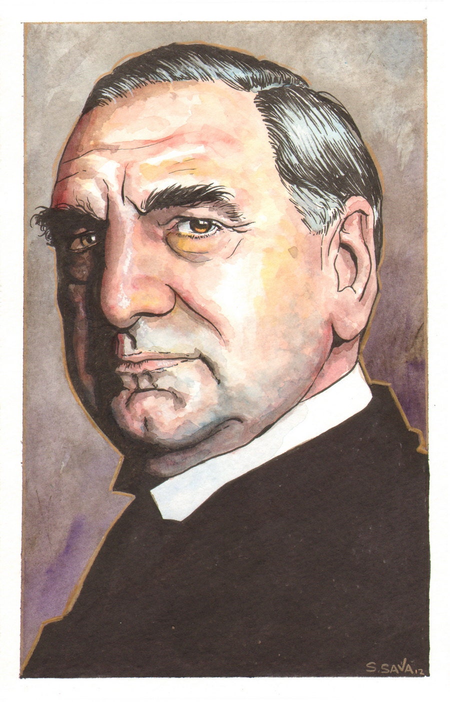 Downton Abbey's Carson  Watercolor Painting