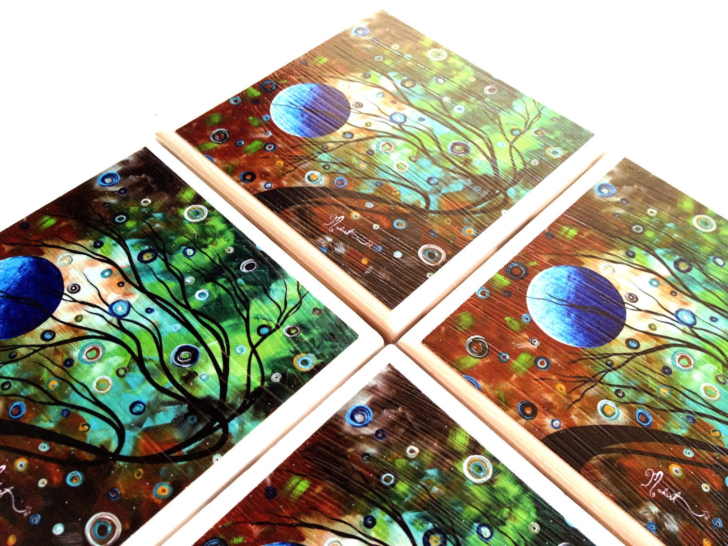 Blue Moon, Ceramic Tile Coaster, Mint Julep, MADART Drink Set