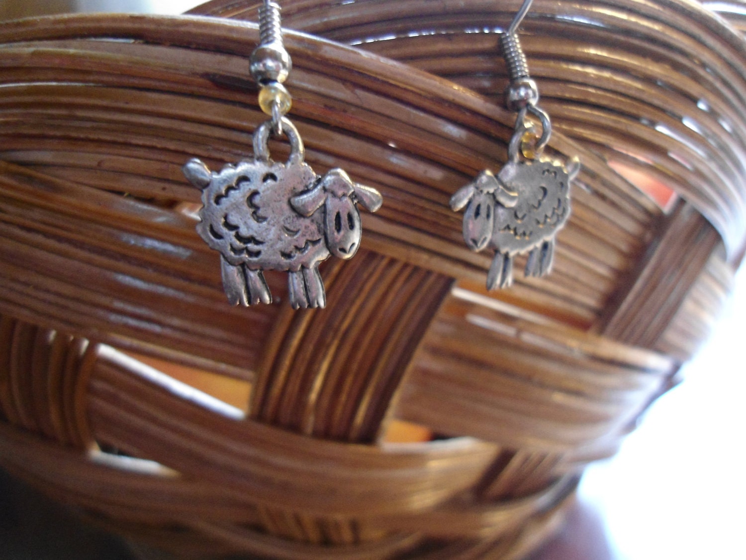 Pewter Sheep Charm Earrings