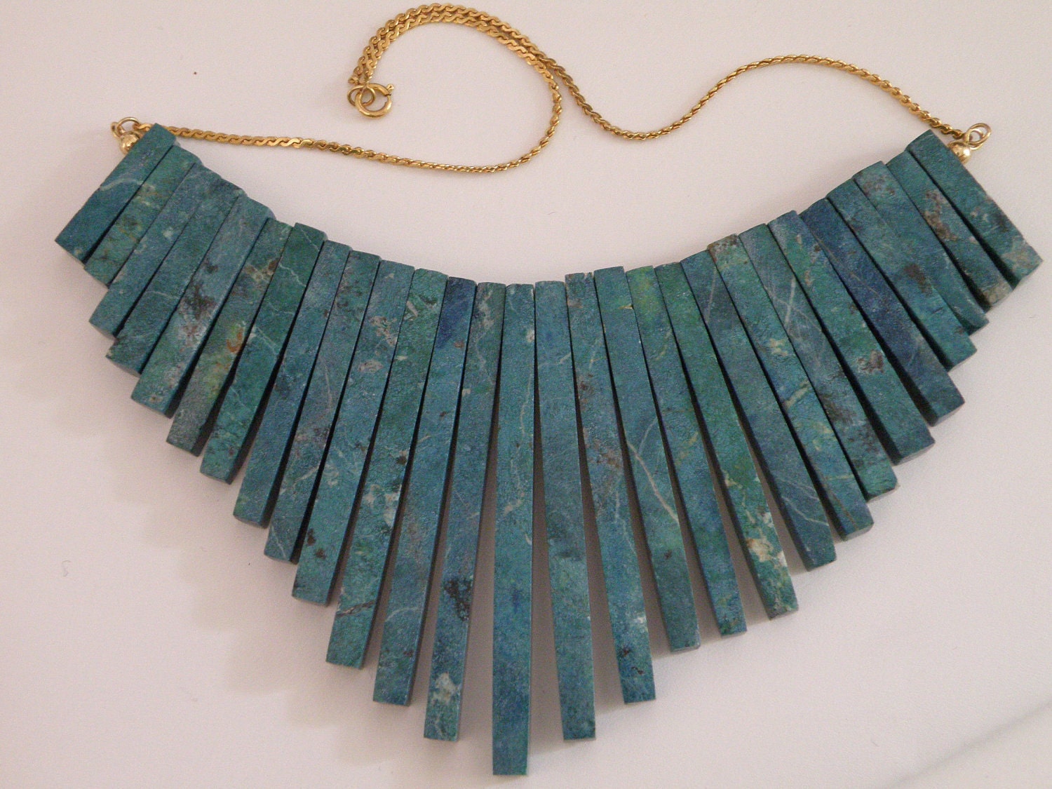 Turquoise Choker with Gold Filled Chain