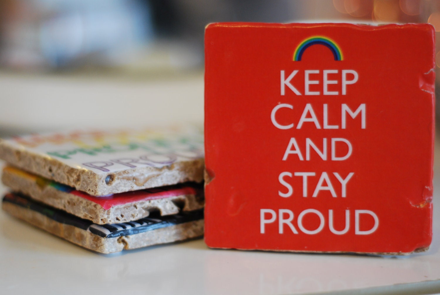LGBT Pride Italian Marble Coasters