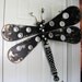 Table Leg Dragonfly Wall Art- Funky Black and White Polka Dots with Silverware Antenna