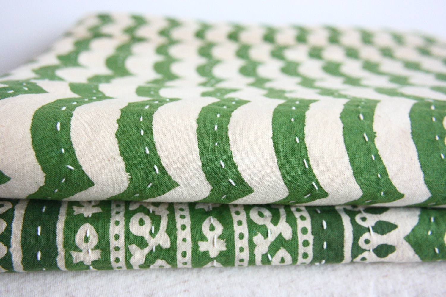Hand Block Bed Cover or Blanket in Queen Size