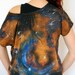 Hand painted galaxy nebula space universe stars oversized top t shirt