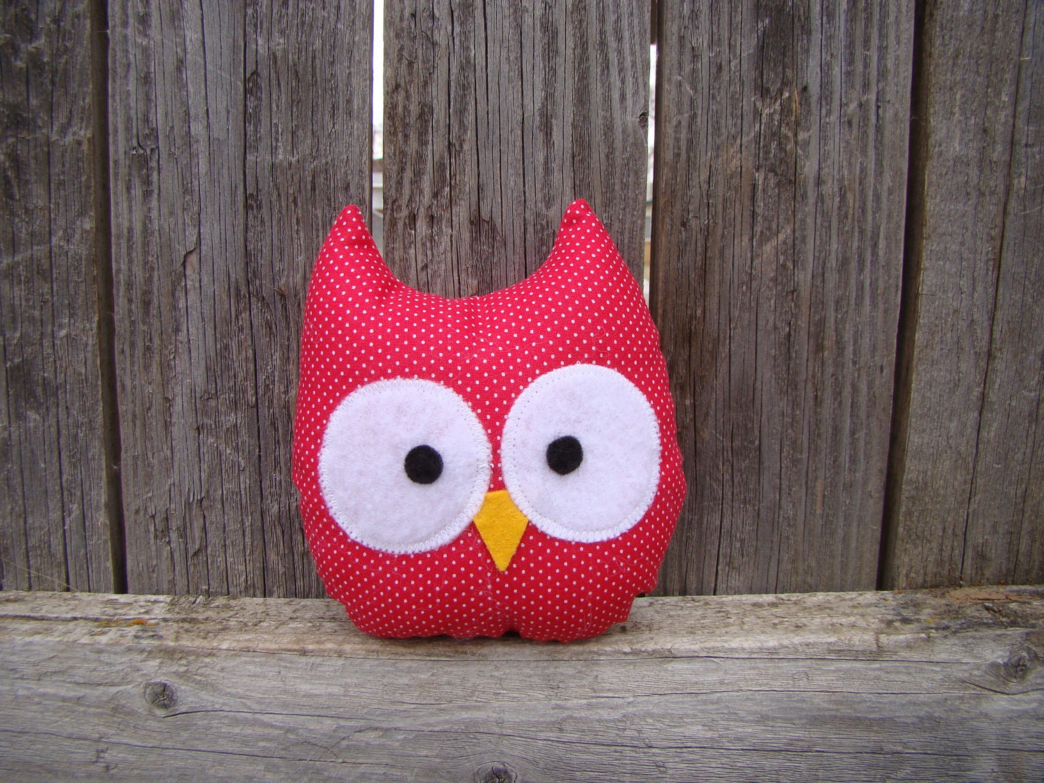mini owl plush, stuffed owl,  red