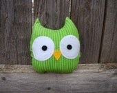owl plush mini, stuffed owl,  green